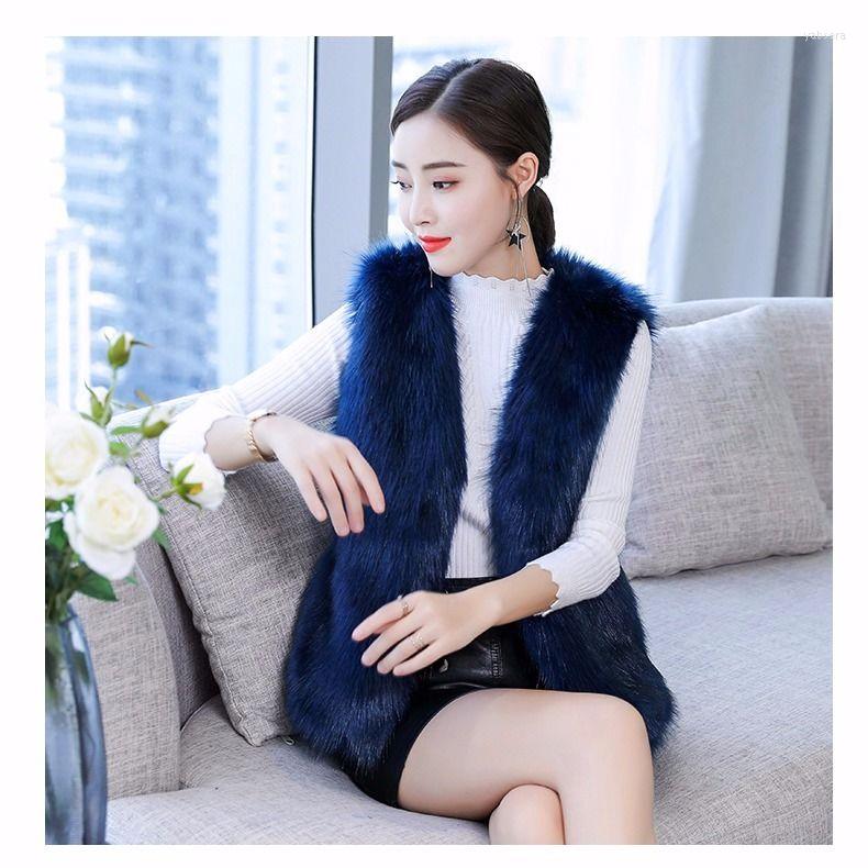 

Women' Vests Navyblue Grass Fur Plush Outwear Waistcoat Loose Over Coat Sleeveless Cloth Top Vest Winter Clothes Outcouat For Women, Black