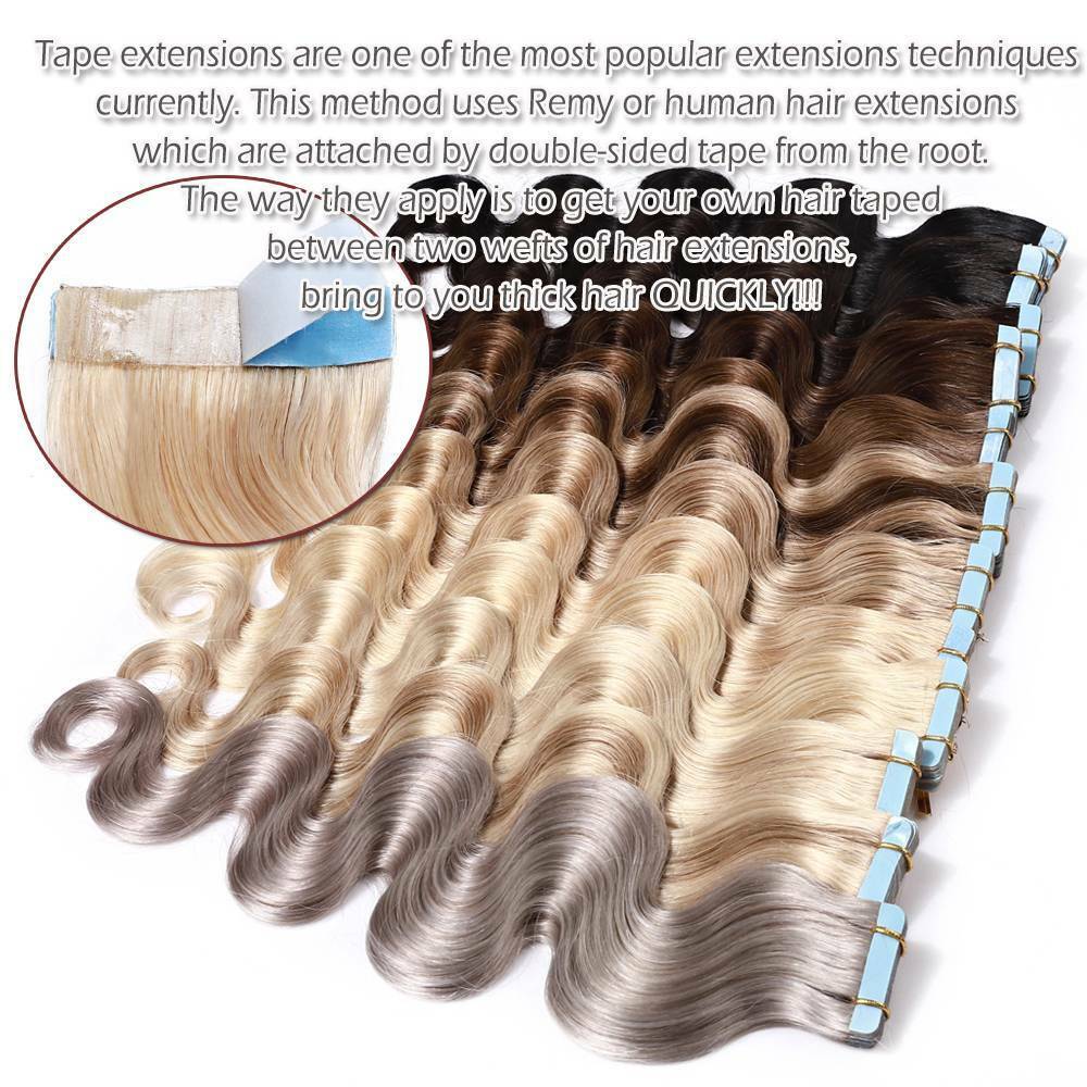 

Tape in Hair Extensions indian Human Hair 2.5g/pc 40pcs/100g body wave 16-24inch any color, 1b# natural color