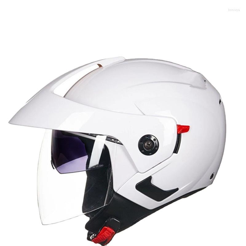 

Motorcycle Helmets Four Season Helmet Retro Vintage Scooter Racer Cascos Moto 3/4 Open Face, White