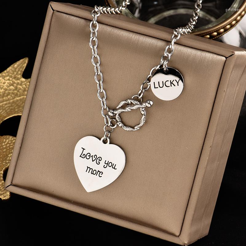

Choker Trend Gold Plated Silver Color Titanium Steel Lettr Heart Hip Hop Men Woman Rock Thick Chain Street Long Necklace Jewelry