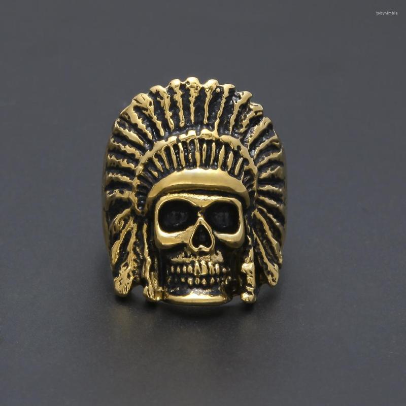 

Wedding Rings Exaggerated Skull Ring Chieftain Stainless Steel Hip Hop Series Metal Hiphop/Rock Geometric Men Copper