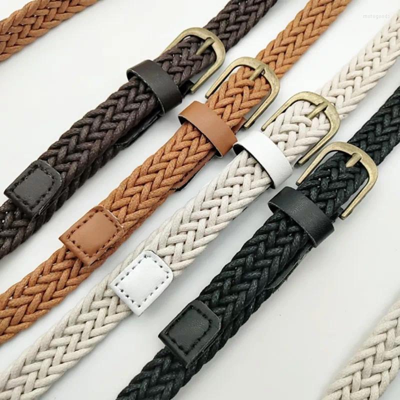 

Belts Woven Knitted For Women Boho Beach Style Handwoven Fashion Belt White Black Faux Leather, Brown