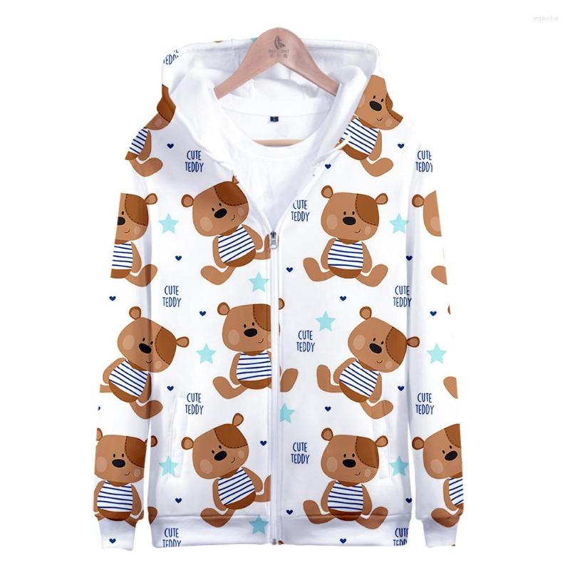 

Men's Hoodies Women's Teddy Bear Pattern Zipper Hooded Jacket Long Sleeve Sweatshirt Hip Hop Streetwear 3D Casual Thick, Yh01-1