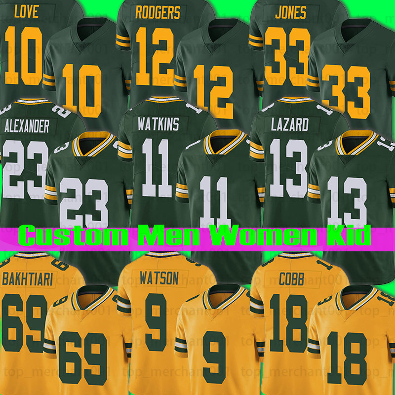 

Aaron Rodgers Aaron Jones Football Jersey Green Bay''packers''Allen Lazard De'Vondre Campbell Mason Crosby Amari Rodgers Jaire Alexander Darnell Savage O'Donnell Clar, Custom women jersey