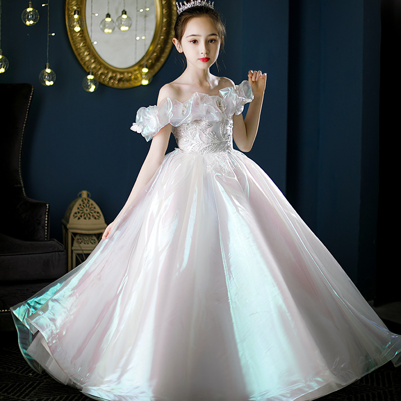 Arabe Robes De Fille De Fleur Robes De Bal De Luxe Enfant Pageant Robes Longues Paillettes Belles Petits Enfants FlowerGirl Robe D'anniversaire F