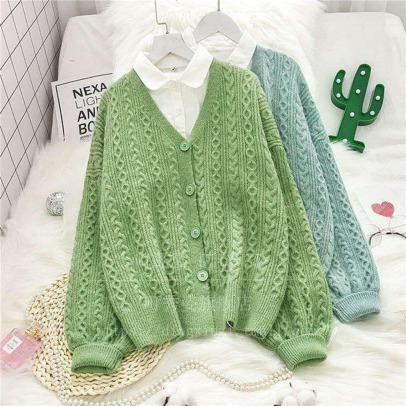 

Women's Knits WIGADFHK Sweater Cardigan Women Sweet Kawaii Long Sleeve Knitted Jacket Solid Casual Single Breasted Jumpers Outerwear Tops, Photo color