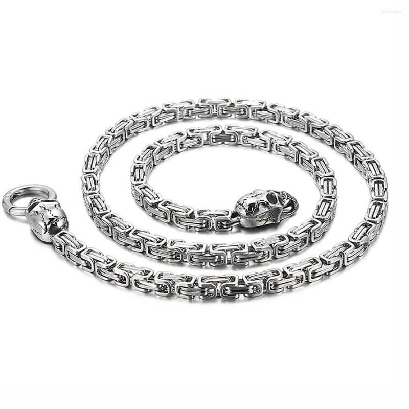 

Chains Granny Chic Silver Color/Gold Tone/Black Color Stainless Steel Byzantine Box Chain Skull Buckle Necklace Jewelry Gift 6mm 72cm