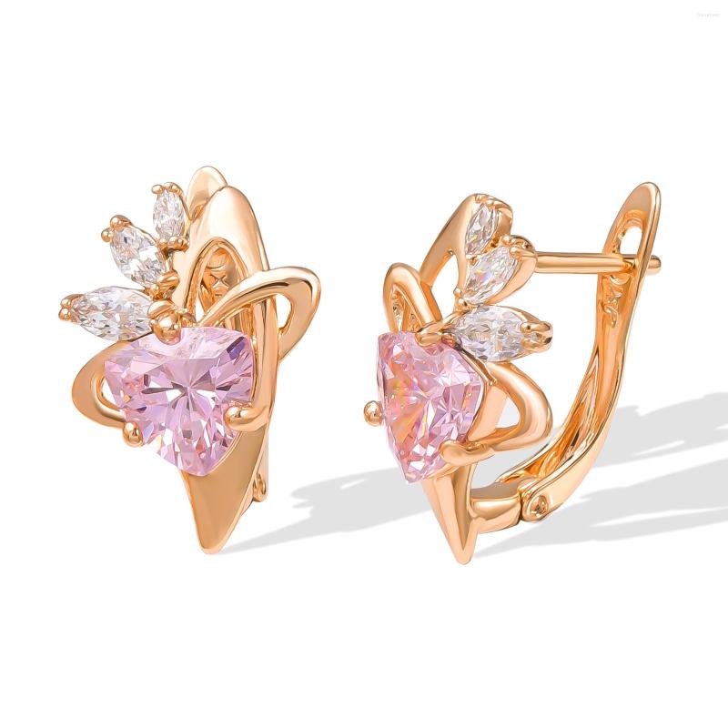 

Stud Earrings Hanresh Rose Gold Color Earring Classic Jewelry Luxury Copper White Pink Purple Small Triangle Crystal Women Gift