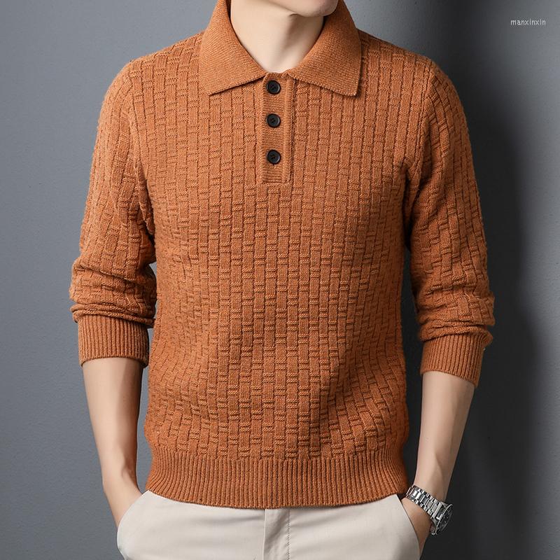 

Men's Sweaters 2022 Men's Knitted Pullover Collar Button European High End Warm Rest Fashion Casual Sweater Autumn/Winter Clothing, Black