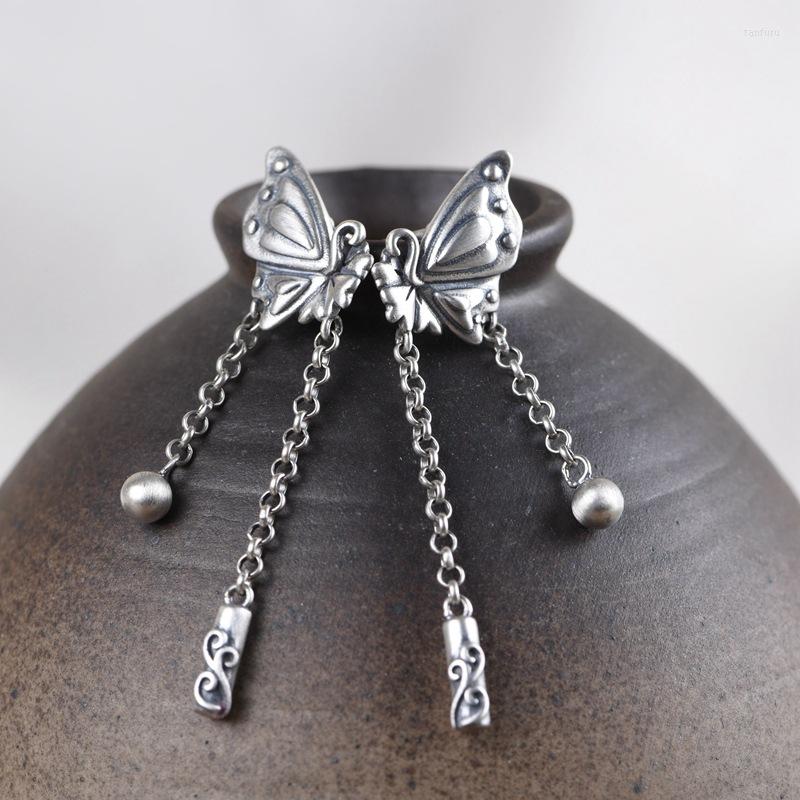 

Dangle Earrings FNJ 925 Silver Butterfly For Women Jewelry Pure Original S925 Sterling Drop Earring Animal