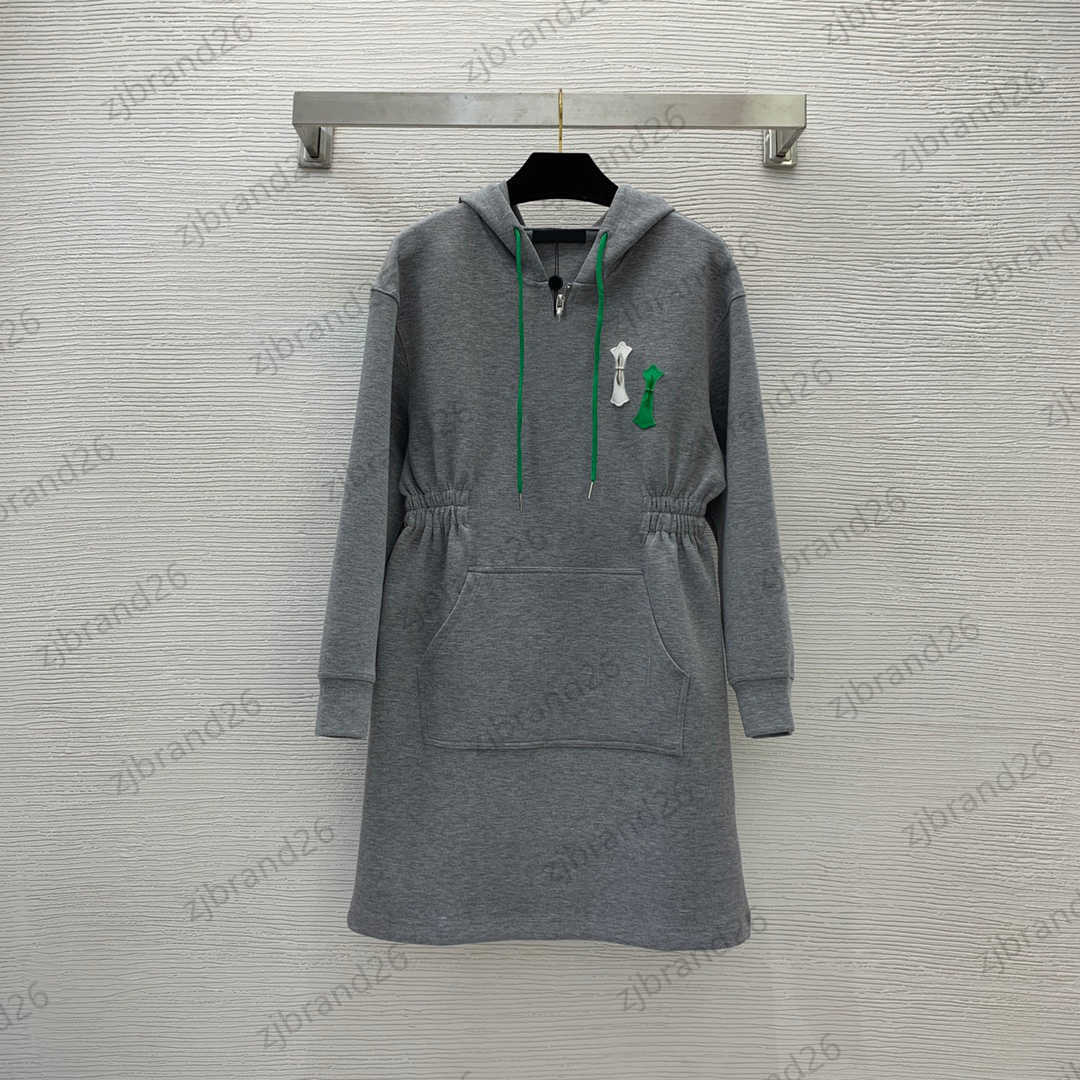 

Dress Womens Drape Fabric Drawstring Half Zipper Pullover Hoodie Skirt Peplum Elastic Color Contrast Leather Embellishment Dresses Casual Women Wear 2 Colors