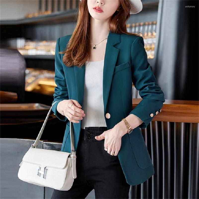 

Women's Suits Women Casual Solid All-match Blazer Fashion Korea Blazers Jackets Work Coat Outerwear Autumn Career Female Jacket Office Lady, Black