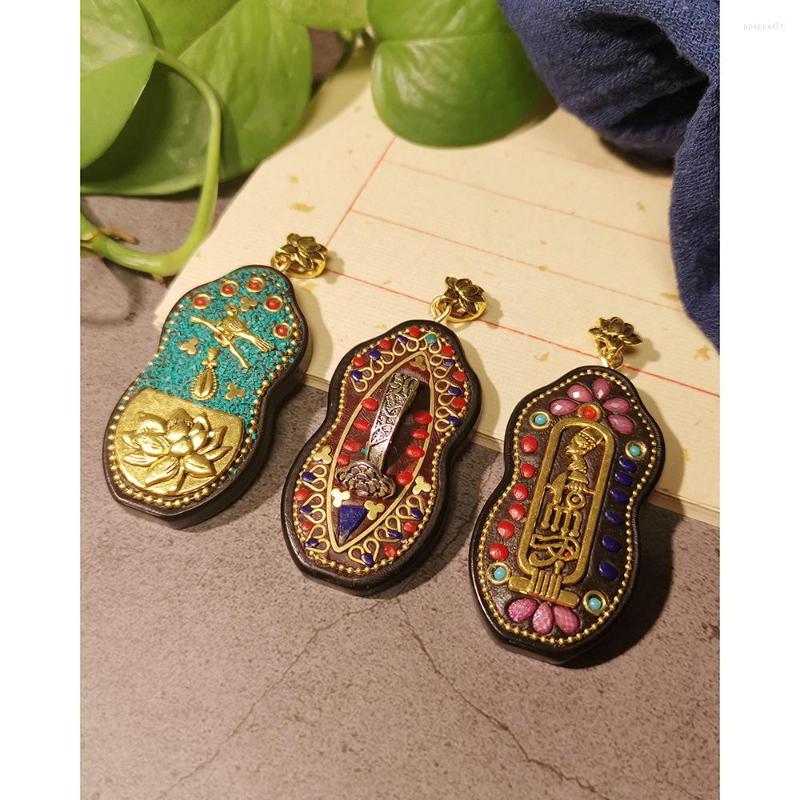 

Pendant Necklaces 5pcs Handmade Vintage Men'woman Fashionable Wood Resin Necklace Nepal Buddhist Ethnic Bohemian Boho Buddha Lucky
