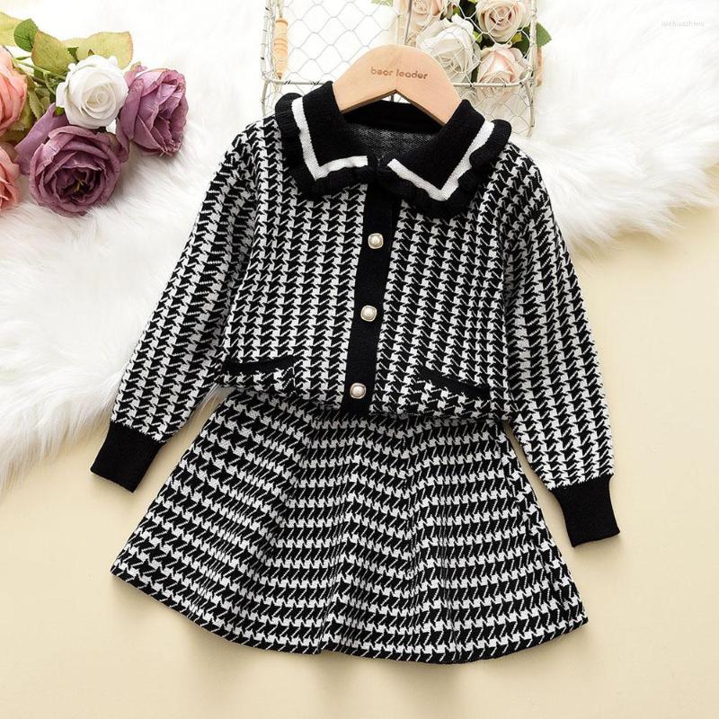 

Clothing Sets Menoea Girls Plaid Cardigan Sweater And Skirt 2 Pcs Fashion Winter Autumn Kids Knitted 3-7 Y, Ah1089black