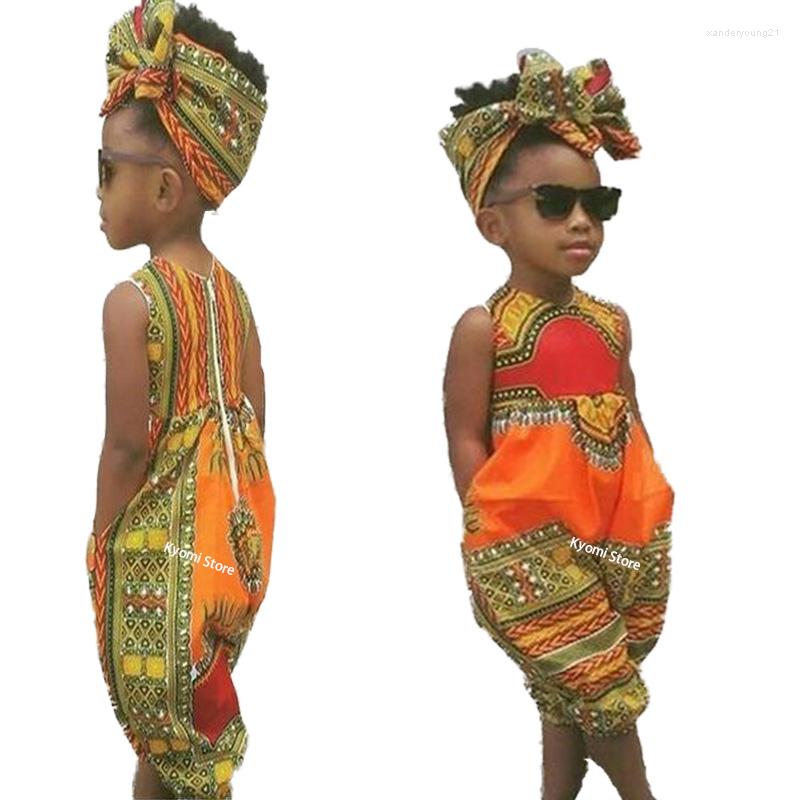 

Ethnic Clothing Fashion Summer Children African Clothes Dashiki Print Rompers Bazin Bohemian Jumpsuit Baby Girl Dresses For Kids