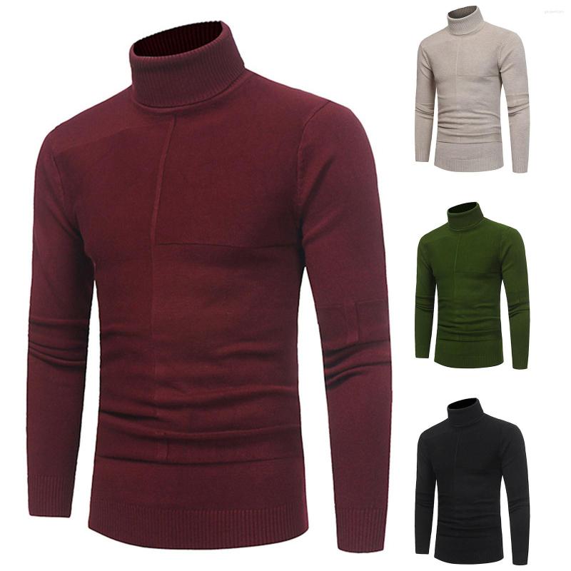 

Men's Sweaters Men Winter Sweater Solid Color Long Sleeve High Neck Slim Top Simple Travel Fashion Quality Ropa Hombre, Black