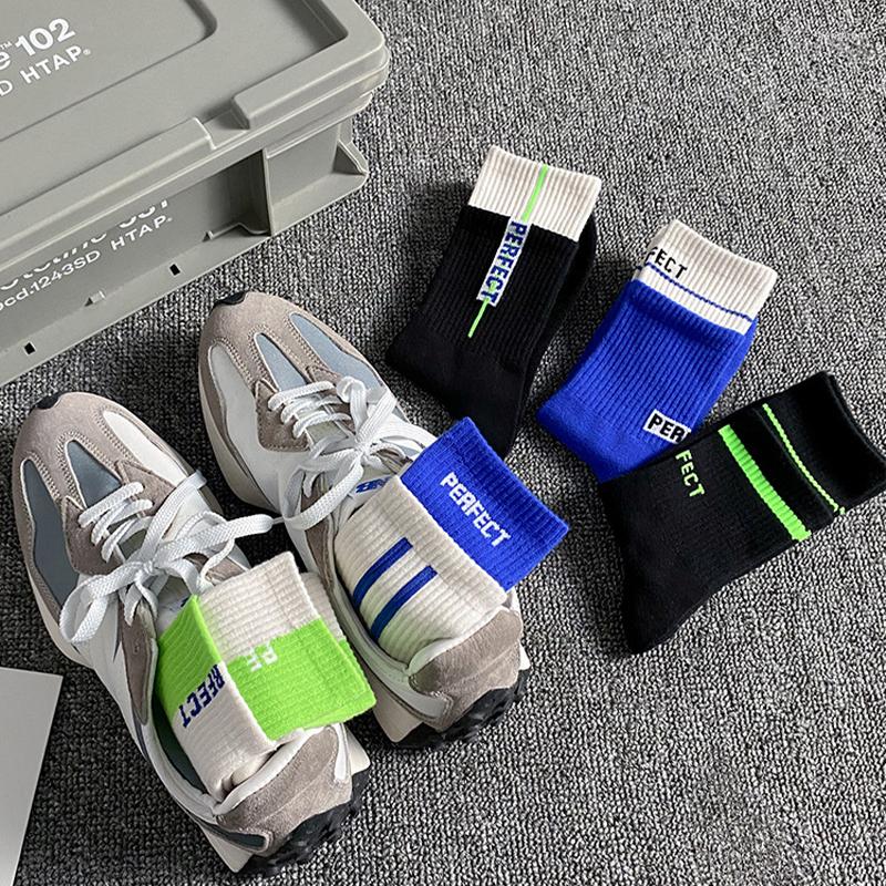 

Men's Socks Men Lots Of 3 Pairs Funny Lletter Printed Sports Running Stockings High Quality Combed Cotton, Green 3 pairs