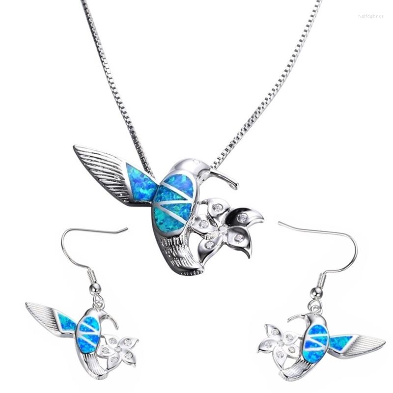 

Necklace Earrings Set Cute Small Bird Flower Jewelry For Women Pendant With Charm Engagement Wedding Lover Gift, Picture shown