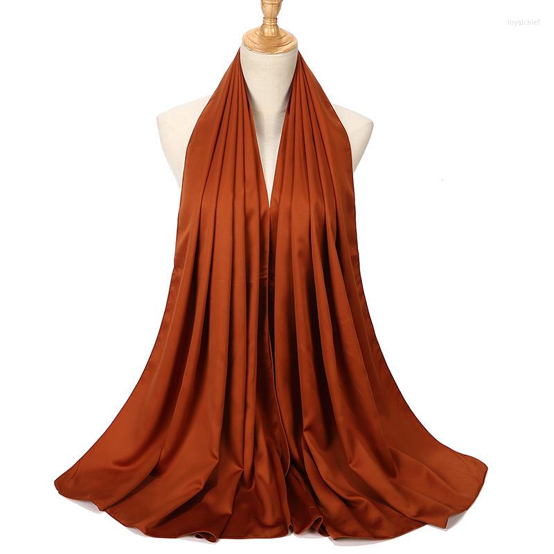 

Scarves Women Solid Plain Silk Scarf Wraps Soft Long Islam Foulard Aokong Shawls Muslim Georgette Hijabs W052