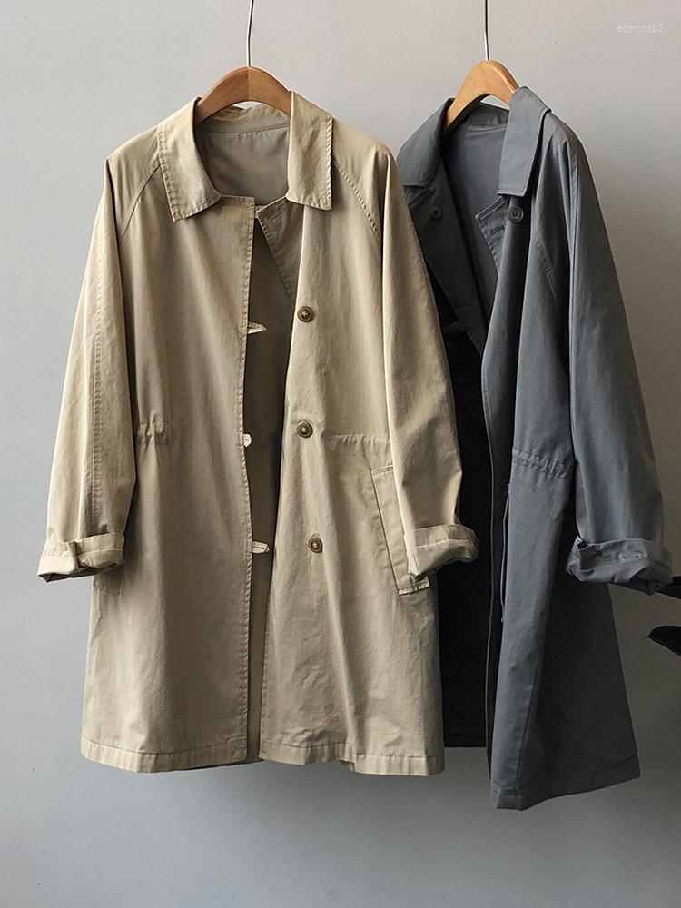 

Women's Trench Coats Autumn Coat Women Fashion Long Windbreaker Vintage Oversize Spring Pocket Casual Outwear ED1937, Gray