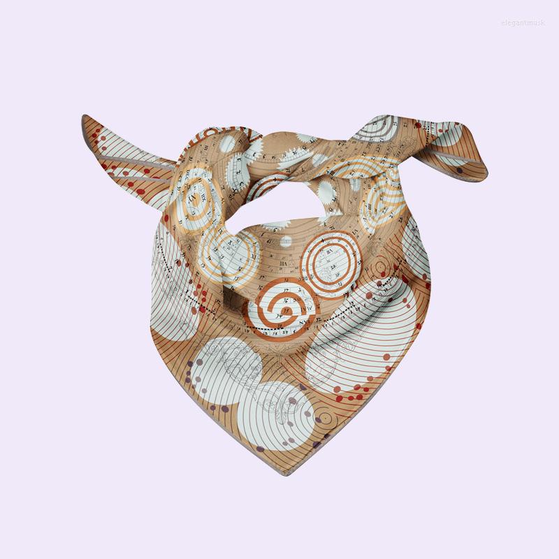 

Scarves Luxury Retro Square Silk Scarf Women Elegant Small Neckwear Mysteries Pattern Bright Decorated Foulard