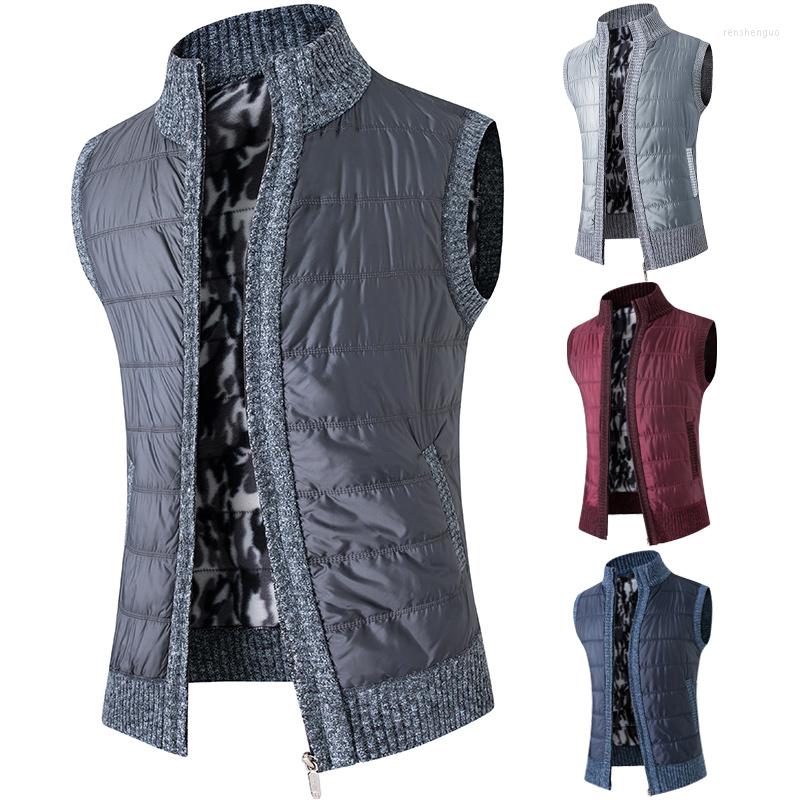 

Men's Vests Spring Autumn Winter Sleeveless Knit Sweater Men Plus Velvet Vest Youth Solid Color Cardigan Top Fashion Casual MaleoutdoorM-3XL, 8801 blue gray