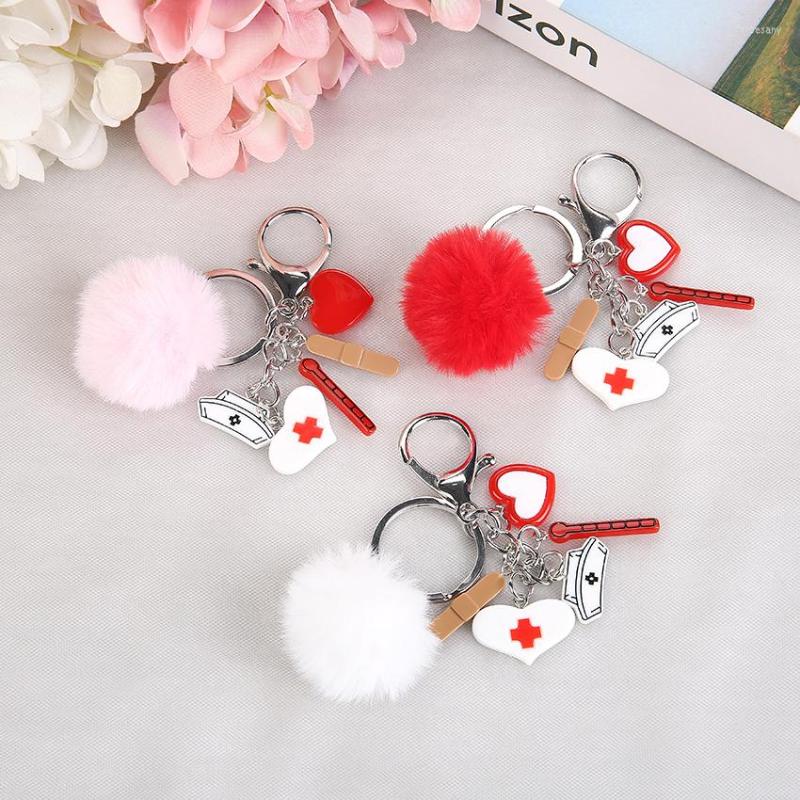 

Keychains 1Pc Handbag Keyring With Puffer Ball Set Style Keychain Rresin Charms Fashion Jewelry Gifts
