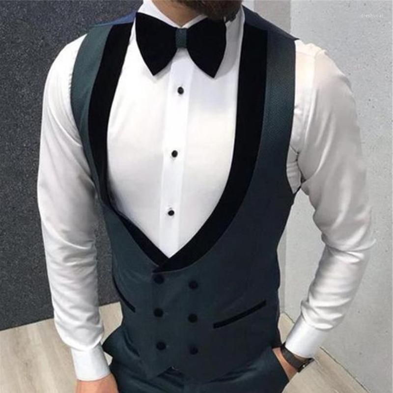 

Men's Vests Double Breasted Men Suit Vest With Black Shawl Lapel Slim Fit One Piece Custom Waistcoat Navy Male Fashion Coat Arrival, Gray