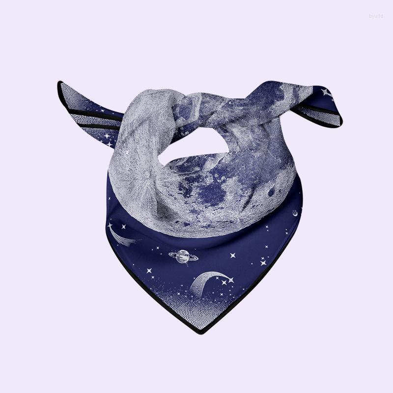 

Scarves 53 53cm Square Silk Neck Scarf Summer Elegant Match Soft Bandana Moonlight Pattern Headwear