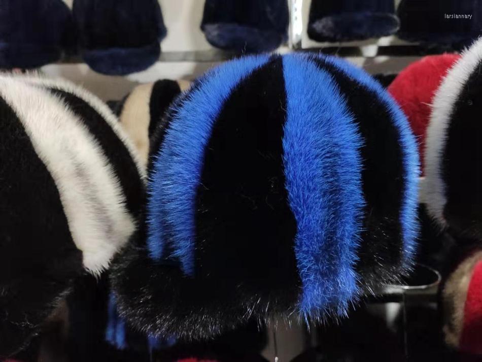 

Ball Caps Women's Real Hat Stitching Winter Warm Baseball Cap Beautiful Blue And Black, Picture shown