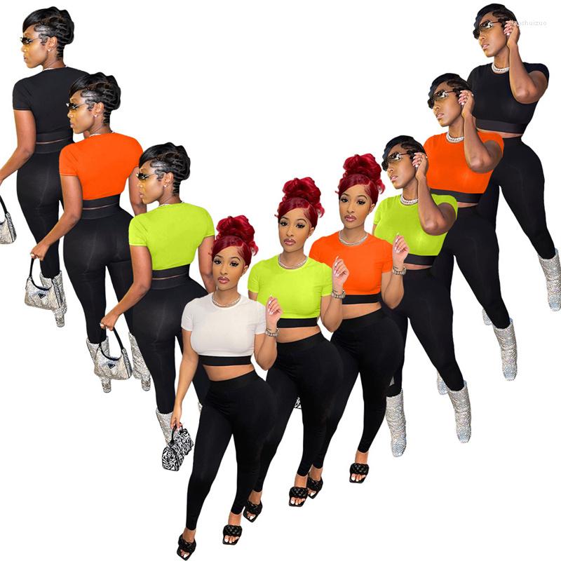 

Women' Two Piece Pants Ladies Spring And Summer Solid Color O-Neck Short Sleeve T-Shirt Sexy Outdoor Fashion Commuter Suit, Black