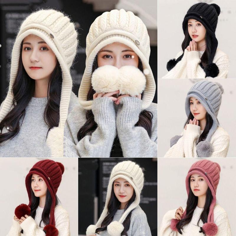 

Berets Fashion Winter Warm Cute Casual Plush Hat Women Caps Knitted Beanies, Black