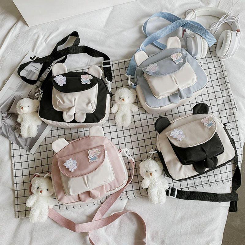 

Evening Bags Women's Messenger Ladies Canvas Color Matching Cute Envelope Bag Lady Sweet Cartoon Student Shoulder, Free gifts