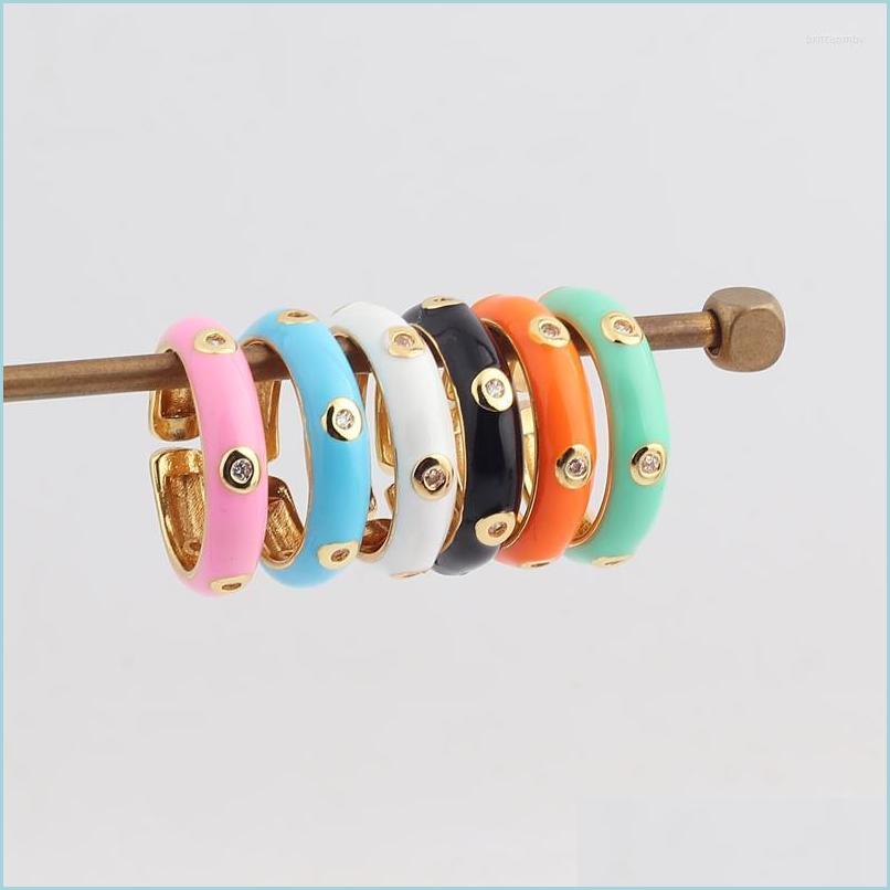 

Wedding Rings Wedding Rings Colorf Enamel Gold Color Open Band For Women Girl Cubic Zircon Neon Cz Stack Stacking Finger Ringwedding Dhm3R