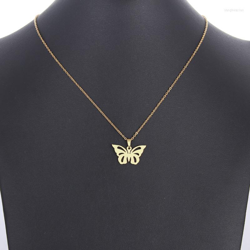

Pendant Necklaces 12PC Gold Color Stainless Steel Hollow Butterfly Charm Necklace For Women Girls Family Friends Jewelry Party Gifts
