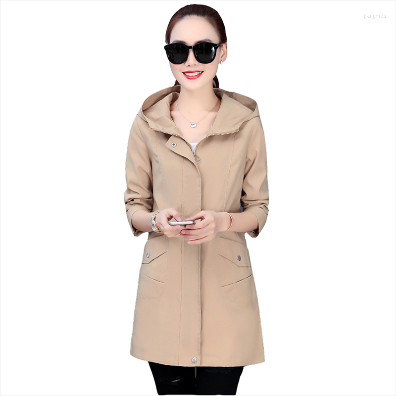 

Women's Trench Coats Women's Coat Spring 2022 Wave Was Thin Autumn Winter Medium Long Hooded Windbreaker Overcoat, Blue