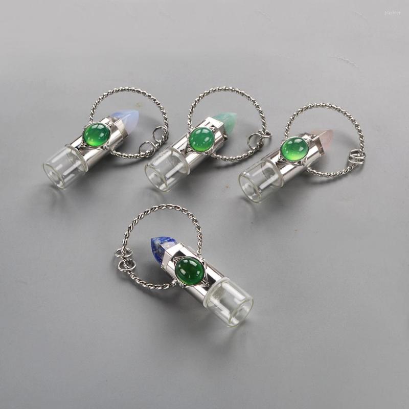 

Pendant Necklaces BOROSA Wholesale 5PCS Design Silver Multi-kind Stone Perfume Bottle Connector For Fashion Gems Jwelly Necklace DIY WX1968