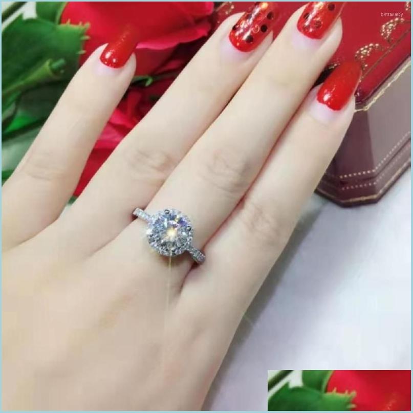 

Wedding Rings Wedding Rings Round Crystal Copper Plated Sier Resizeable Open Engagement Women Ring 1 Ct Classic Luxurious Finger Jew Dhssj