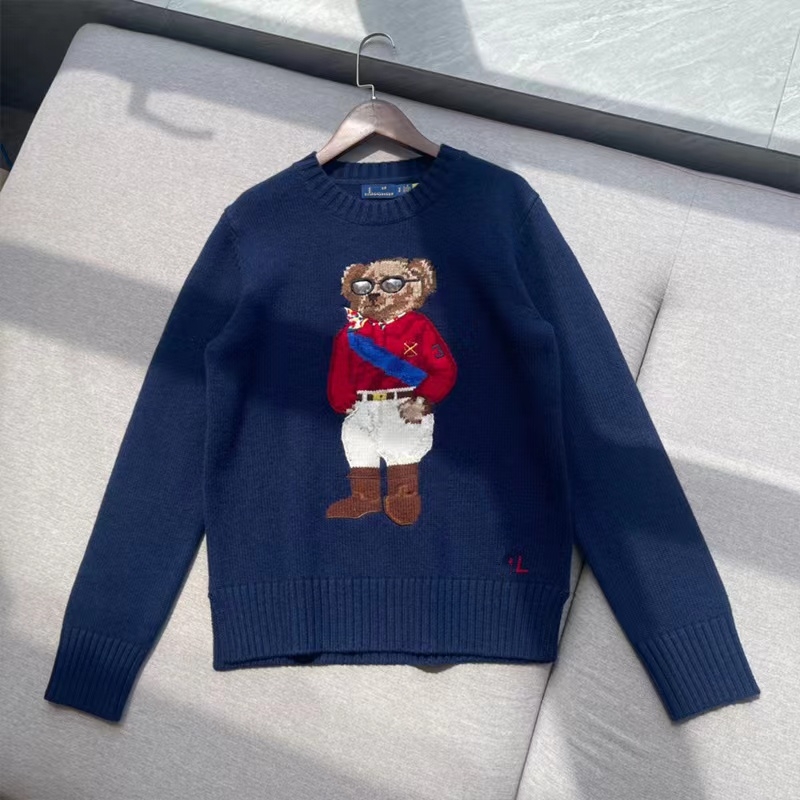 

Autumn and Winter 2025 Women's Sweaters New Women's Cartoon Embroidery Bears Round Neck Pullover Sweater Shirt, Asian size