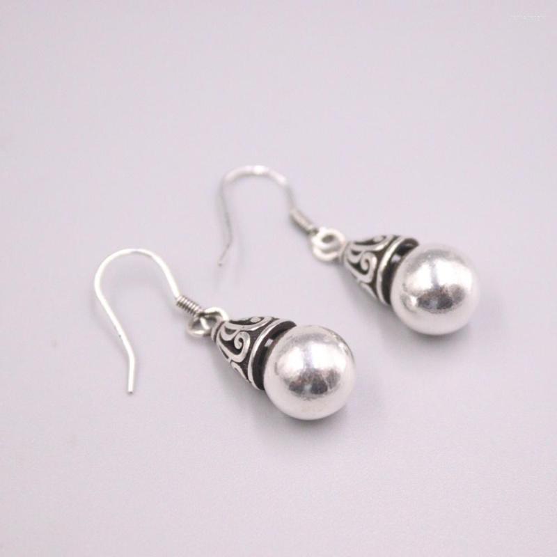 

Dangle Earrings Genuine Real 925 Sterling Silver Floral Cone With Ball 1.34inch Length