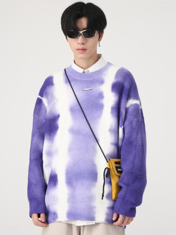 

Men's Sweaters SYUHGFA Men's Wear 2022 Autumn Winter Round Collar Tie Dye Sweater Loose All-match Korean Streetwear Kintted Pullover, Green