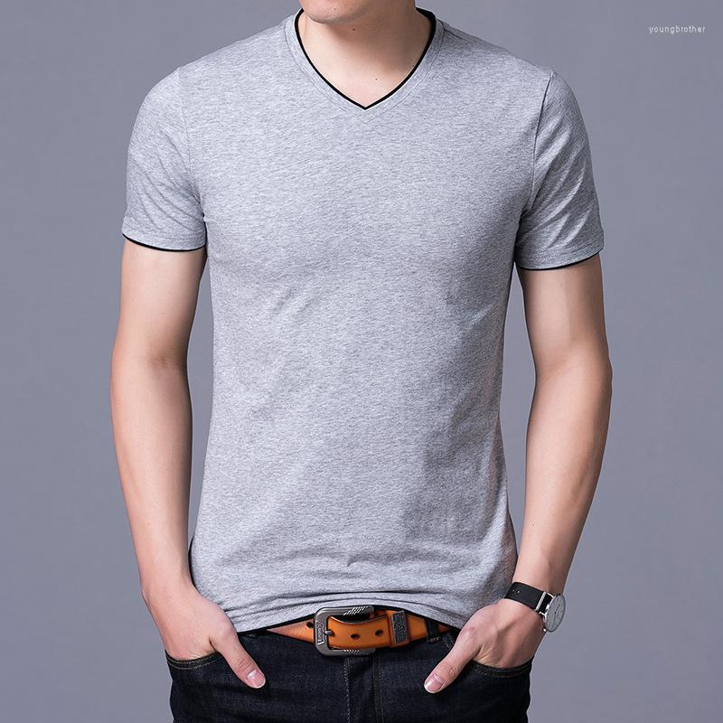 

Men's T Shirts MRMT 2022 Brand Summer T-Shirt Mens Solid Short-Sleeved Leisure Shirt For Male Bottom V-Collar Youth TShirt, Black