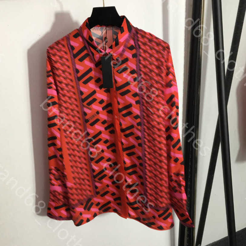 

22ss designer printed shirt dress for women labyrinth long sleeve shirts silk simple high quality womens shirts logo brand womens clothes