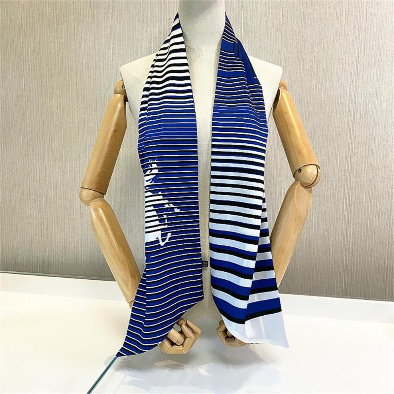 

Scarves 160cm Design Striped Horse Twill Scarf Double-deck Women Tie Head Silk & Wraps Neckerchief For Ladies