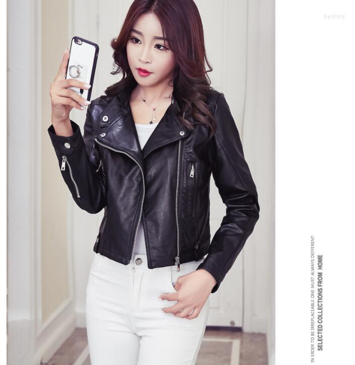 

Women' Leather Women' PU Jacket 2022 Spring And Autumn Large Size Short High Waist Motorcycle, Black