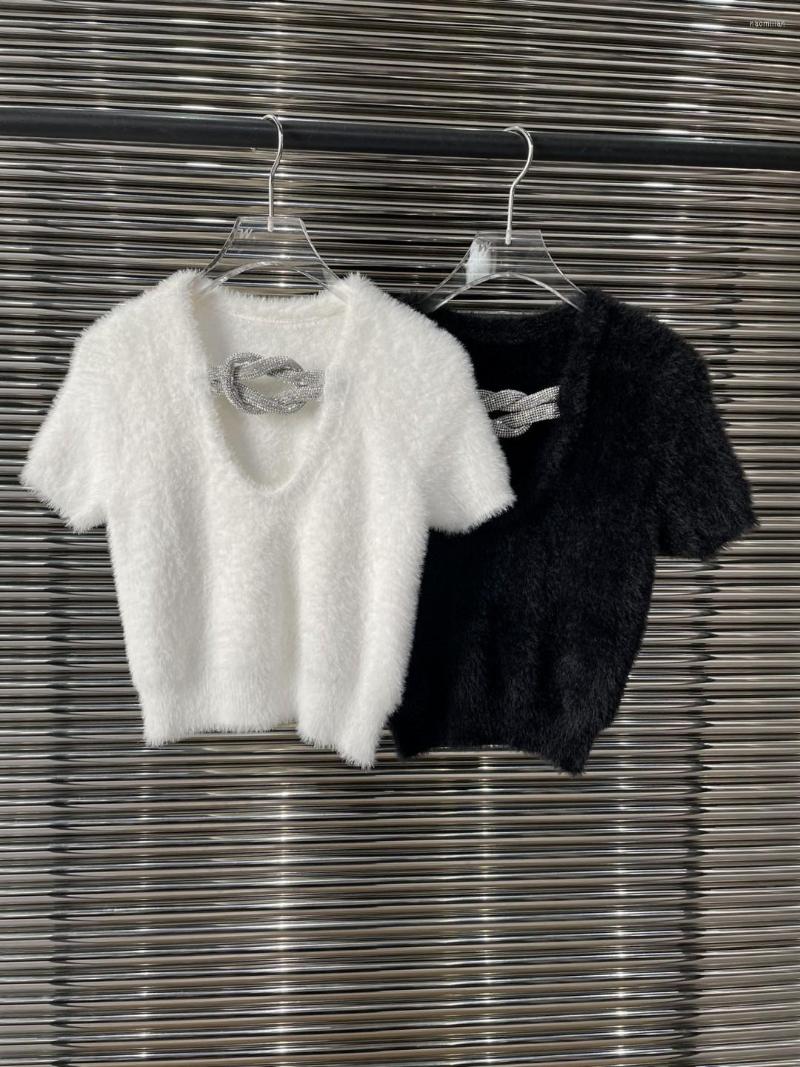 

Women' Sweaters 2022 Autumn Fashion Women V Neck Chains Short Sleeve Knitted Sweater Tops For Ladies Chic Tee 2 Color Ddxgz2v 11.03, White