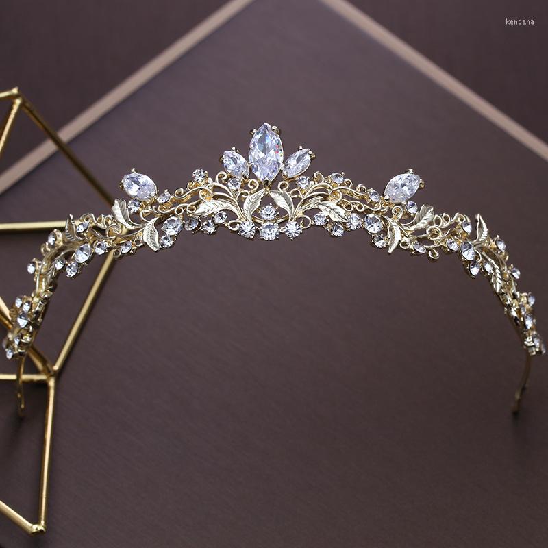 

Hair Clips Golden Bride Crown Wedding Crystal Inlaid With Stone Emblem