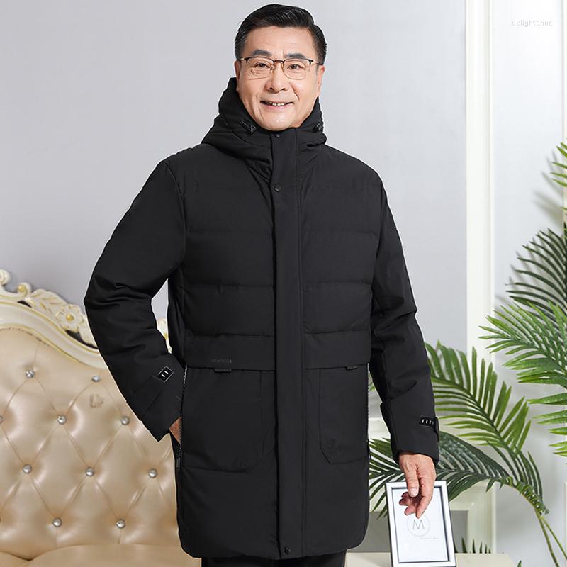 

Men's Down Brand Winter Coat Men Parka Casual Zipper Hooded Outwear Warm Middle-aged High Quality Thick Jacket, Green