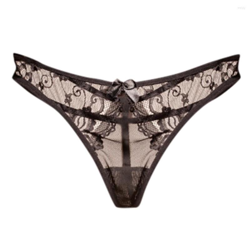 

Women's Panties Women Sexy Lingerie Floral Lace Underwear For G-string Thongs With Mesh Front And Cute Lovely Bow Center, White