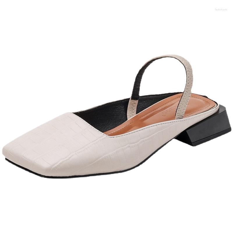 

Sandals Fashion Women Middle Heel Square Toe Female Sandalia Feminina, Black